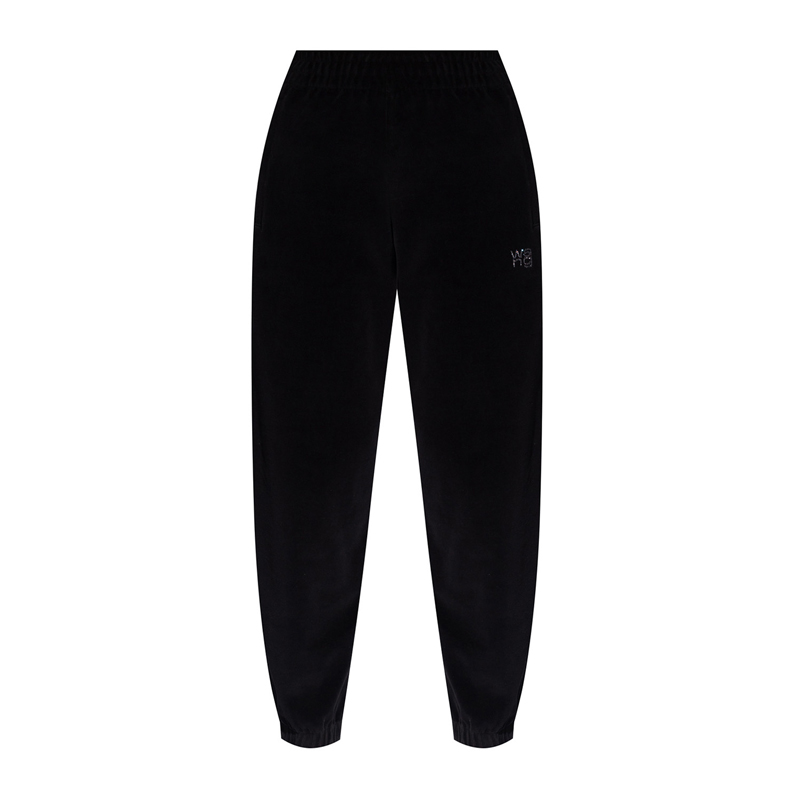 推荐ALEXANDER WANG 女士黑色烫钻徽标运动裤 4CC3214111-001商品