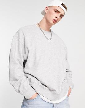 推荐Weekday oversized sweatshirt in grey melange商品