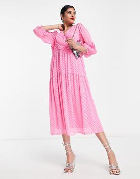 VERO MODA怎么样, VERO MODA | Vero Moda textured midi dress in pink商品图片 