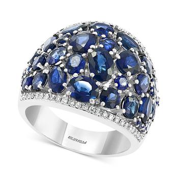 商品EFFY® Sapphire (6-5/8 ct. t.w.) & Diamond (1/5 ct. t.w.) Statement Ring in 14k White Gold图片