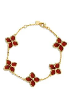 Savvy Cie Jewels | 18K Gole Vemeil Red Agate Flower Station Bracelet,商家Nordstrom Rack,价格¥1046