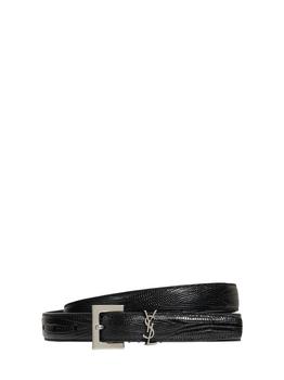 Yves Saint Laurent | 2cm Ysl Embossed Patent Leather Belt商品图片,