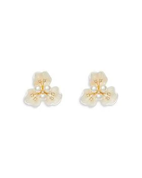 Lele Sadoughi | Imitation Pearl Blossom Button Statement Earrings,商家Bloomingdale's,价格¥1086