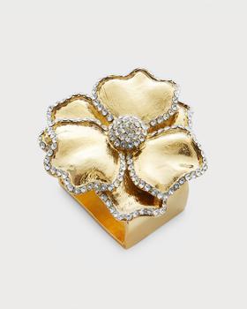 商品Swarovski® Crystal Flower Napkin Ring, Set of Four, Golden图片