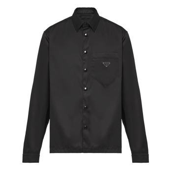 Prada | 【预售3-7天】PRADA/普拉达 21年秋冬 Re-Nylon系列 男士黑色再生尼龙宽松版型长袖衬衫SC514_1WQ8_F0002_S_202商品图片,7.9折, 包邮包税