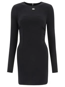 推荐Dolce & Gabbana Logo-Plaque Long-Sleeved Crewneck Mini Dress商品