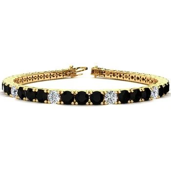 SSELECTS | 10 1/2 Carat Black And White Diamond Alternating Tennis Bracelet In 14 Karat Yellow Gold, 8 Inches,商家Premium Outlets,价格¥39286