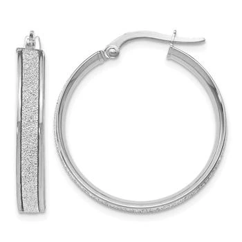 Diamond2Deal | 14K White Gold Polished Glimmer Infused Hoop Earrings,商家Premium Outlets,价格¥4454