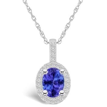 商品Macy's | Tanzanite (1-1/4 Ct. t.w.) and Diamond (1/4 Ct. t.w.) Halo Pendant Necklace,商家Macy's,价格¥16278图片