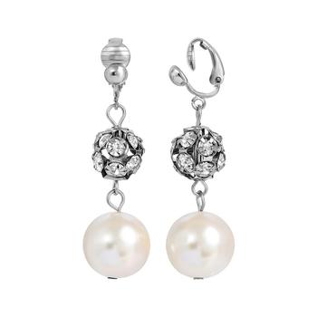 商品2028 | Faux Imitation Pearl and Crystal Fireball Clip Earrings,商家Macy's,价格¥208图片
