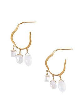 Chan Luu, Chan Luu | Chan Luu 18K Gold-Plated, Pearl, Quartz & Moonstone Hoop Earrings商品图片 