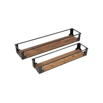 Honey Can Do | Floating Decorative Metal and Wood Wall Shelf, Set of 2商品图片,4.9折