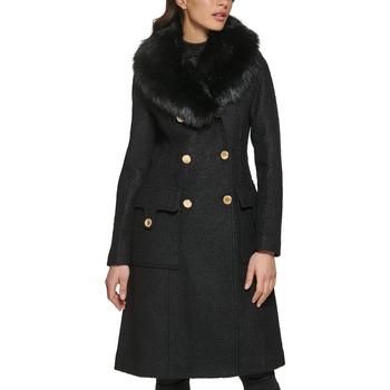 推荐Women's Faux-Fur Collar Double-Breasted Walker Coat商品