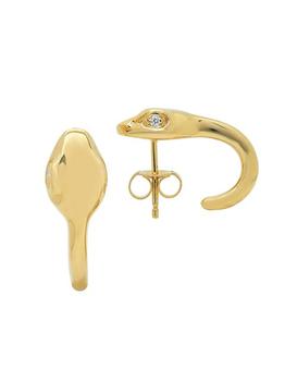 商品14K Yellow Gold & 0.08 TCW Diamond Solid Snake Earrings图片