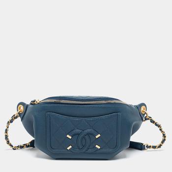 旅行香奈儿包, Chanel | Chanel Blue Quilted Caviar Leather Filigree Belt Bag商品图片 8.4折
