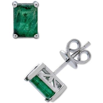 商品Macy's | Emerald Stud Earrings (2 ct. t.w.) in Sterling Silver (Also in Sapphire),商家Macy's,价格¥910图片