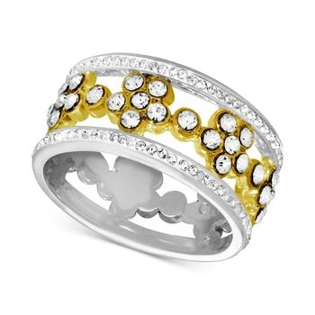 Essentials | Floral Crystal Openwork Band Ring in Two-Tone Plate 2.4折