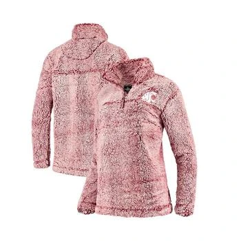 推荐Women's Crimson Washington State Cougars Sherpa Super Soft Quarter Zip Pullover Jacket商品