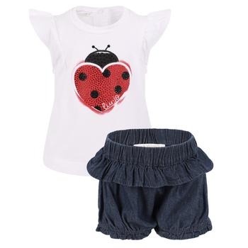 推荐Ladybug logo t shirt and shorts set in white and navy blue商品