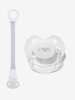 商品Emporio Armani White Baby Unisex Pacifier And Clip Set,商家Childsplay Clothing,价格¥414图片