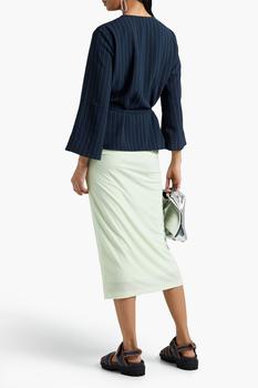 Ganni | Tie-front striped crepe blouse商品图片,3折×额外9折, 额外九折