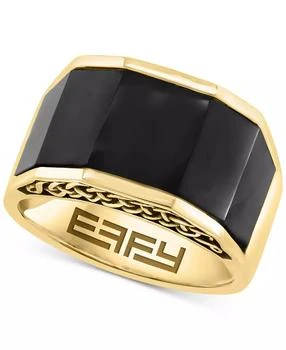 Effy | EFFY® Men's Onyx Geometric Ring in 14k Gold-Plated Sterling Silver,商家Macy's,价格¥1746