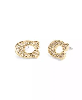 Coach | Faux Stone Signature Pave C Stud Earrings,商家Macy's,价格¥478