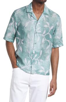 推荐Lars Regular Fit Palm Frond Print Short Sleeve Button-Up Shirt商品