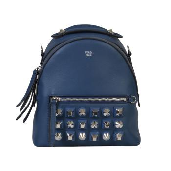 肯迪文, Fendi | Fendi 芬迪 时尚铆钉蓝色双肩包 8BT281-SH3-F0KR1商品图片 满$100享9.5折, 满折