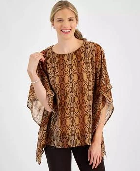 JM Collection | Women's Animal-Print Embellished Chiffon Poncho Top, Created for Macy's,商家Macy's,价格¥286