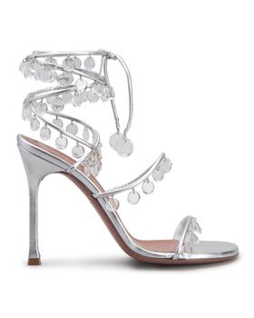 推荐Tina Metallic Crystal Charm Ankle-Wrap Sandals商品