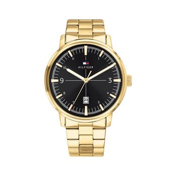 tommy hilfiger手表价格, Tommy Hilfiger | Men's Gold Plated Stainless Steel Bracelet Watch, 44mm, Created For Macys商品图片 