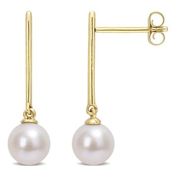 Mimi & Max | 6-6.5 MM Cultured Freshwater Pearl Linear Dangle Earrings in 10k Yellow Gold 4.7折, 独家减免邮费