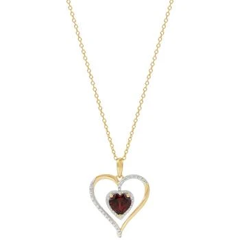 Macy's | Birthstone Gemstone & Diamond Accent Heart 18" Pendant Necklace in 14k Gold-Plated Sterling Silver,商家Macy's,价格¥1859