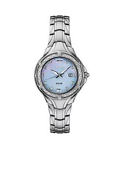 推荐Women's Stainless Steel Solar Mop Dial Bracelet Watch商品