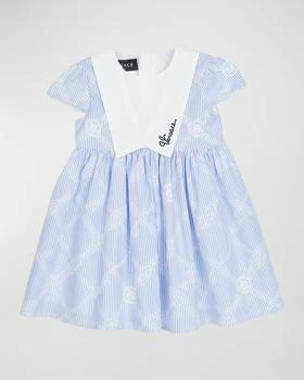 推荐Girl's Striped Poplin Dress with Marine Logo Embroidery, Size 18M-2商品