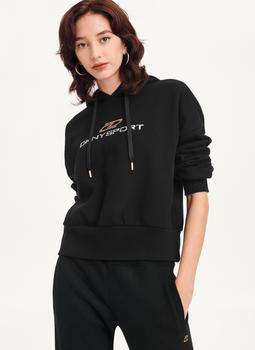 DKNY | Mixed Distressed Metallic Logo Cropped Hoodie商品图片,4.1折起