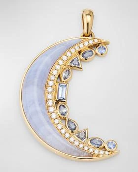 Sorellina | 18K Yellow Gold Blue Lace Agate Crescent Moon Pendant,商家Neiman Marcus,价格¥29945