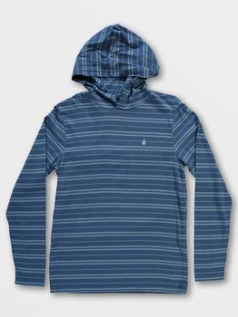 Volcom是什么牌子, Volcom | Big Boys Parables Striped Hooded Shirt - Wrecked Indigo商品图片 5.7折