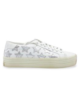 圣罗兰鞋女鞋, [二手商品] Yves Saint Laurent | Saint Laurent Court Classic Stars Platform Sneakers In White Leather Athletic Shoes Sneakers商品图片 