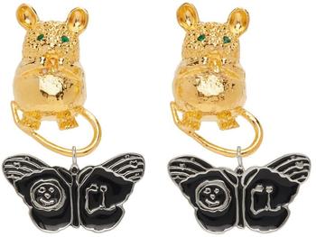 CHOPOVA LOWENA | Gold & Silver Mouse & Butterfly Pendant Earrings商品图片,5折, 独家减免邮费