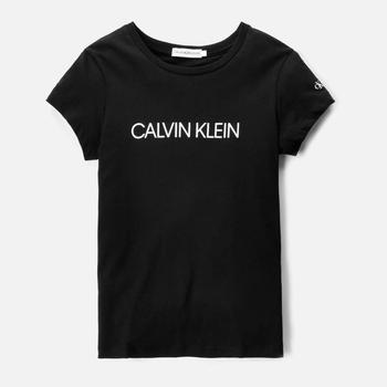推荐Calvin Klein Girls' Institutional T-Shirt - CK Black商品