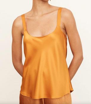 vince真丝, Vince | Silk Scoop Neck Camisole In Burnt Orange商品图片 7折×额外8折, 额外八折