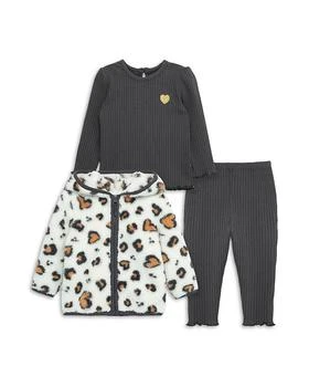 Little Me | Girls' Faux Sherpa Leopard Jacket, Top & Leggings Set - Baby 满$100减$25, 满减