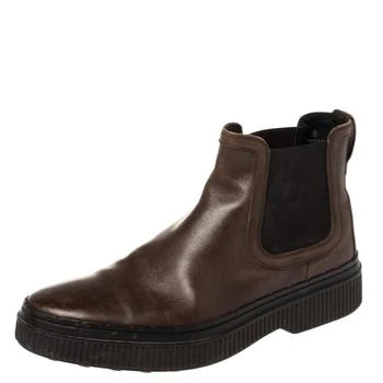 推荐Tod's Brown Leather Slip On Ankle Boots Size 39.5商品