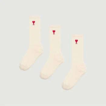 AMI | Pack of 3 pairs of socks off white AMI PARIS 6.9折