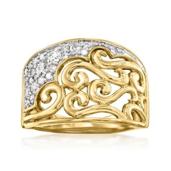Ross-Simons | Ross-Simons Diamond Openwork Swirl Ring in 18kt Yellow Gold,商家Premium Outlets,价格¥10610