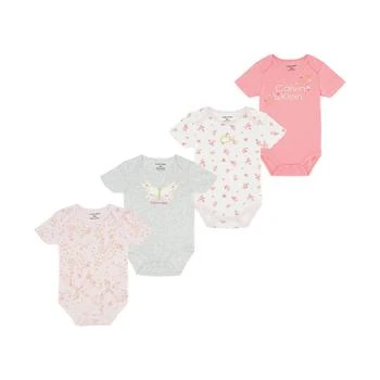 Calvin Klein | Baby Girls Short Sleeve Foil Print Bodysuits, Pack of 4 6折