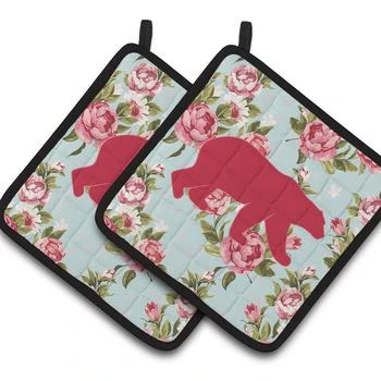 Caroline's Treasures | Bear Shabby Chic Blue Roses Pair of Pot Holders,商家Verishop,价格¥172