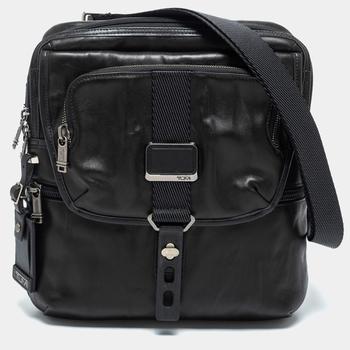 Tumi | Tumi Black Leather Alpha Bravo Arnold Zip Flap Expandable Messenger Bag商品图片,5.2折